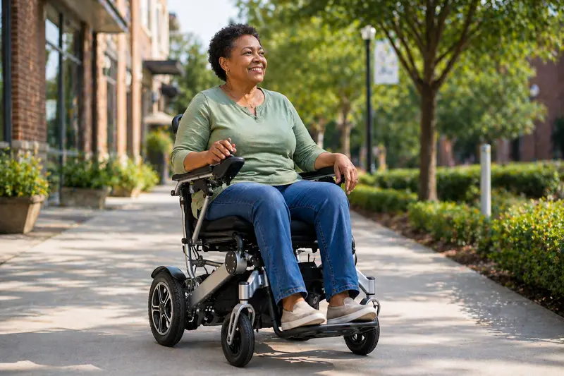 Electric wheelchair user